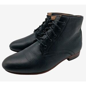 Dieppa Restrepo Boots Womens Size 8 Black Leather Ankle Lace Up Flat Booties
